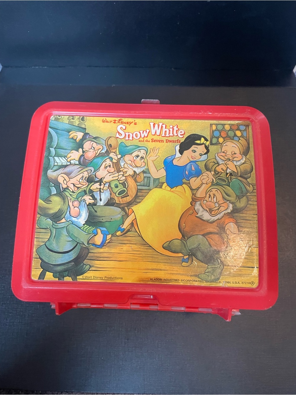 Red Vintage Snow White and the Seven Dwarves Lunchbox and Thermos by Aladdin
